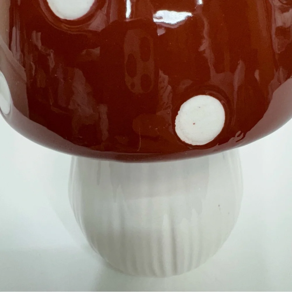 Ceramic Mushroom Canister Reddish Brown & Off White Food Safe New Nwt